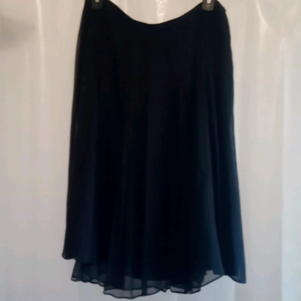 Alfani♠ Black 100% Silk Shell Sheer side zipper Lined Skirt S-6